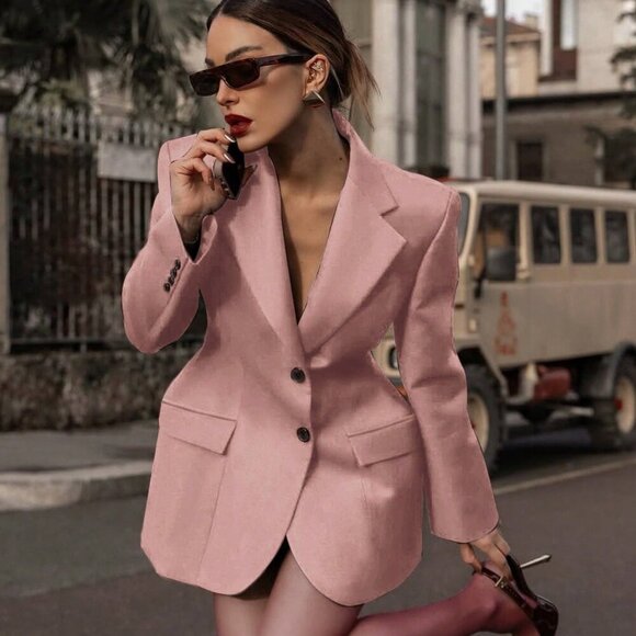 Jackets & Blazers - Pink Elegant Women's contemporary Blazer Jacket
